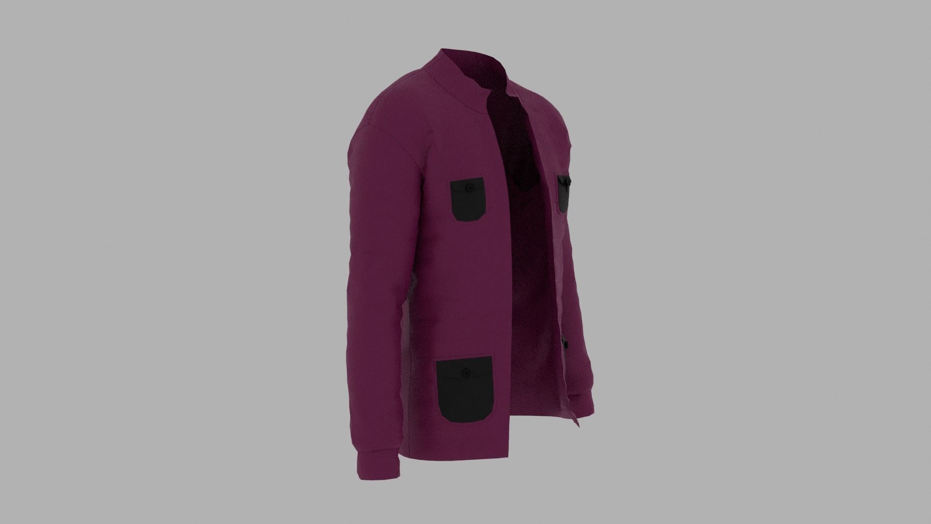 Jacket with pockets Low-poly 3D model_2