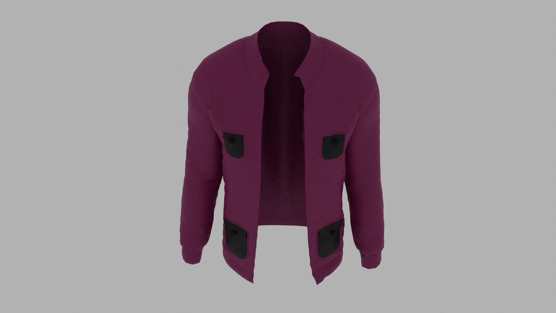 Jacket with pockets Low-poly 3D model_6