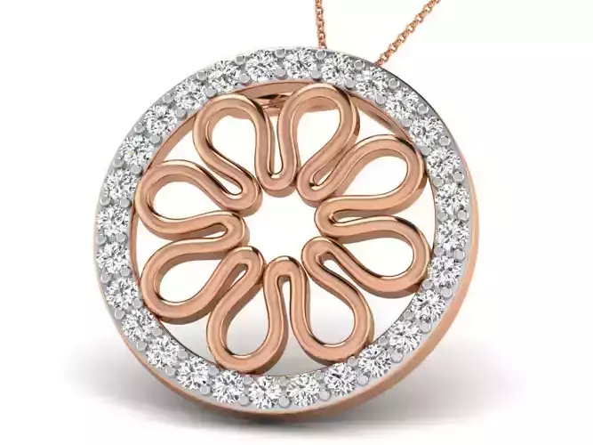 Flower Light wt Diamond Charms Pendant 3dm render Detail