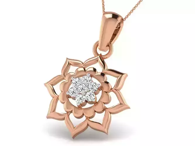 Flower Light wt Diamond Charms Pendant 3dm render Detail