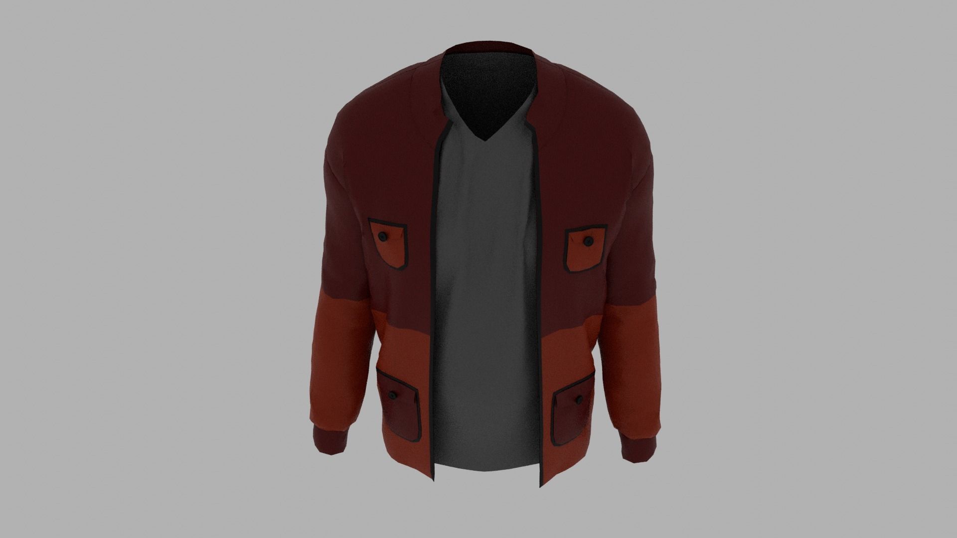 Jacket orange and Low-poly 3D model_6