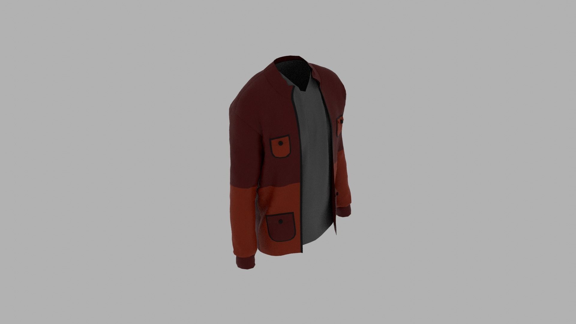 Jacket orange and Low-poly 3D model_5