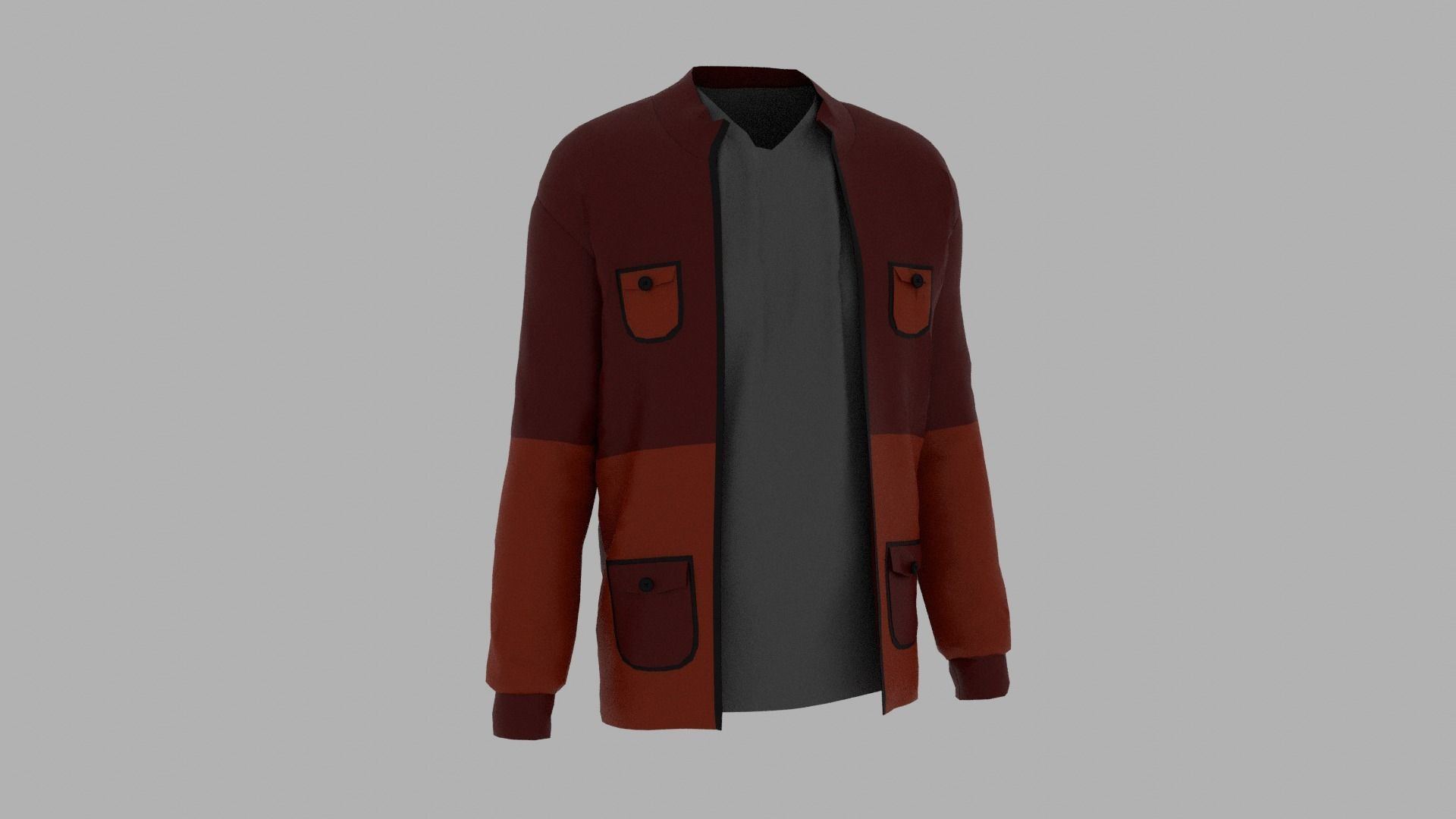 Jacket orange and Low-poly 3D model_3