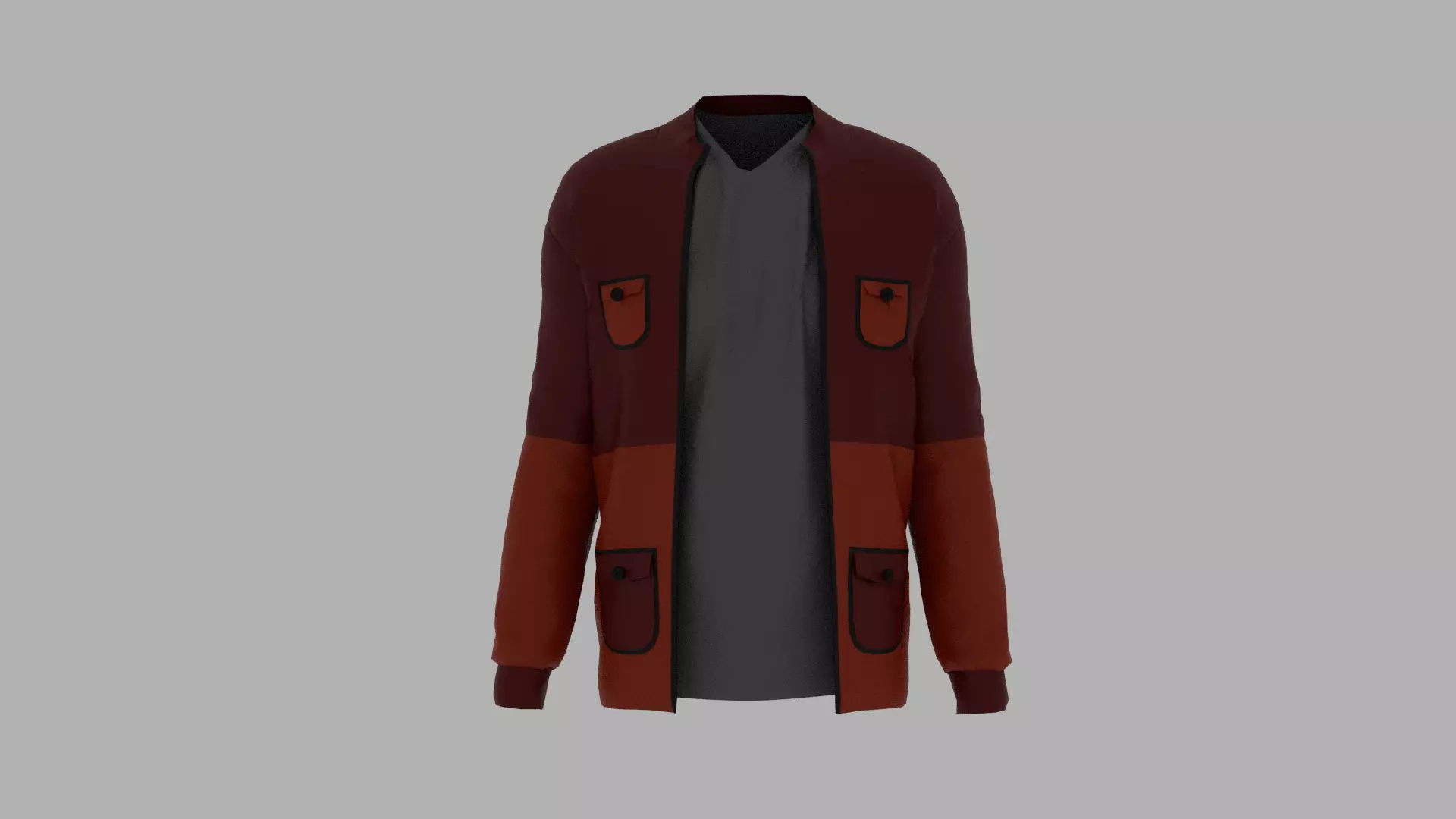 Jacket orange and Low-poly 3D model_0