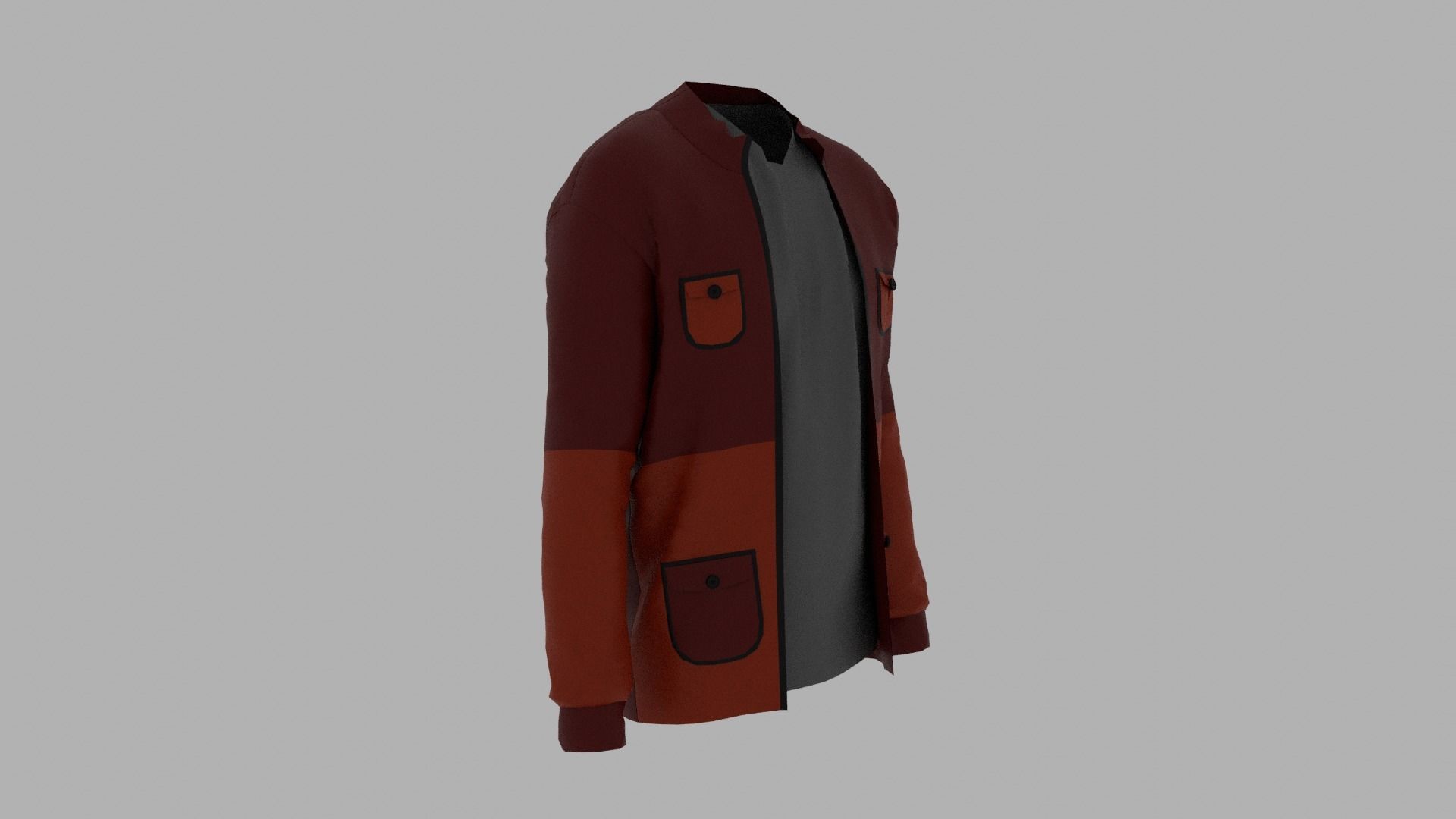 Jacket orange and Low-poly 3D model_2
