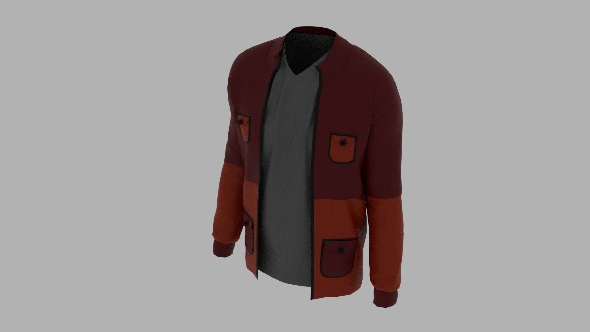Jacket orange and Low-poly 3D model_4