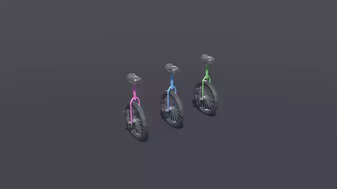 Unicycle Lowpoly three unicycles Low-poly 3D model