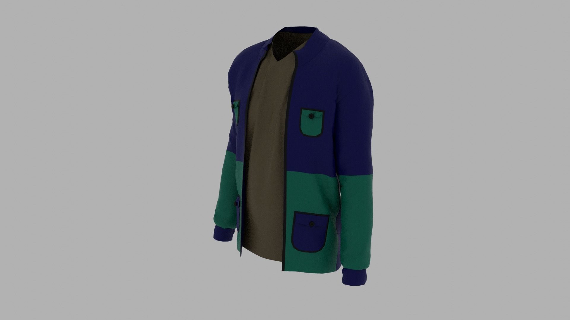 Jacket cardigan Low-poly 3D model_1