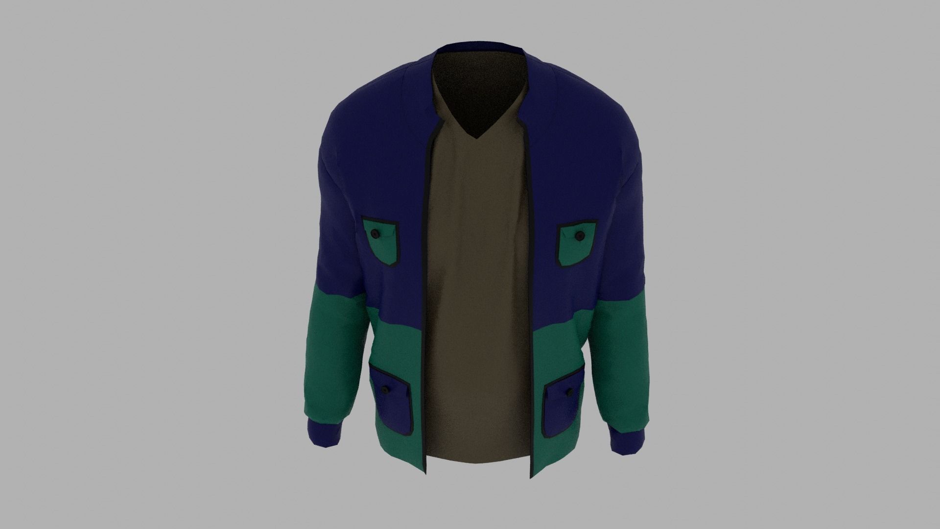 Jacket cardigan Low-poly 3D model_6