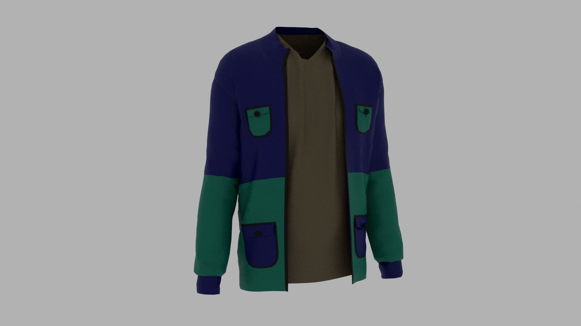 Jacket cardigan Low-poly 3D model_3