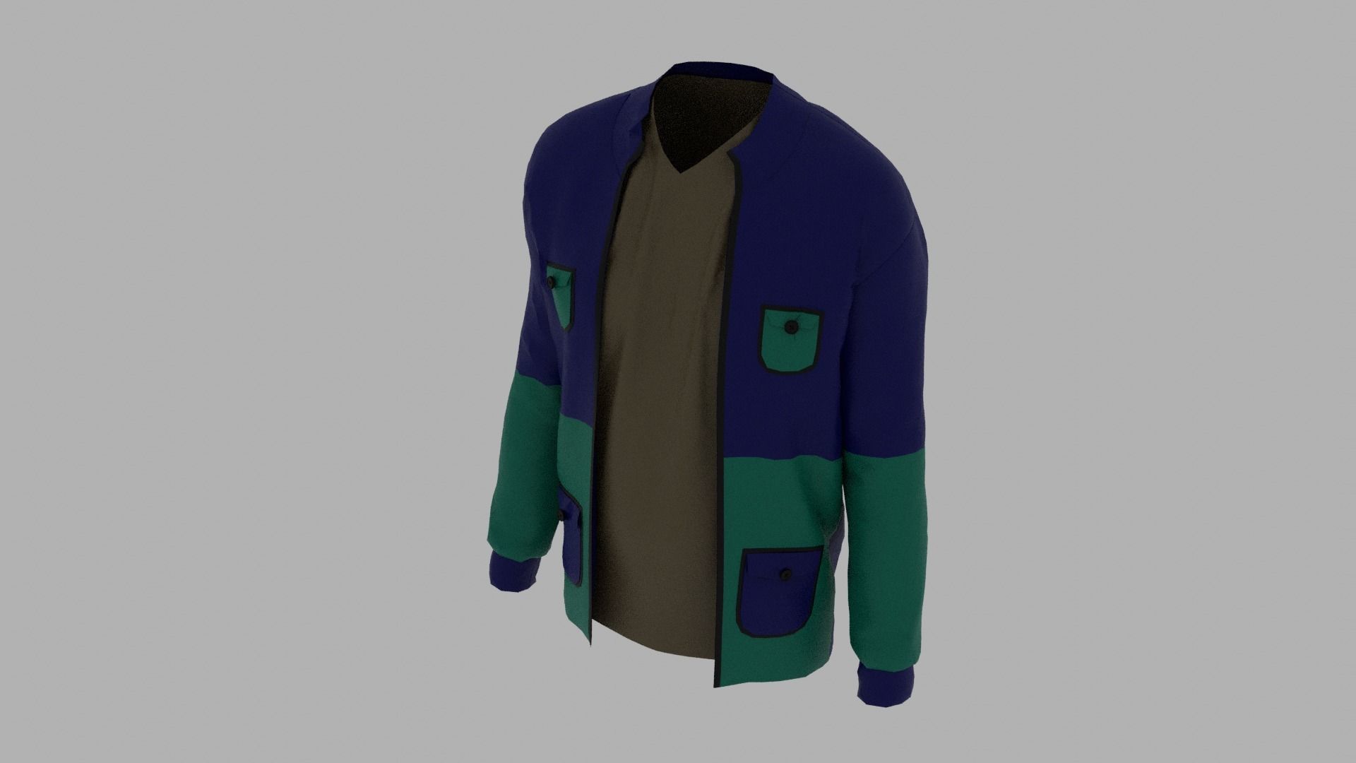 Jacket cardigan Low-poly 3D model_4