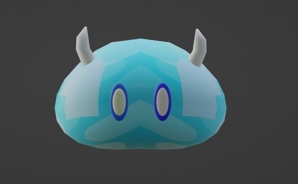 Slime ball with horns and eyes Low-poly 3D model_1