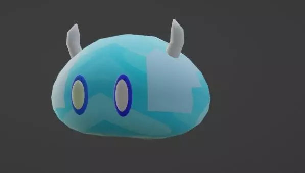 Slime ball with horns and eyes Low-poly 3D model_0