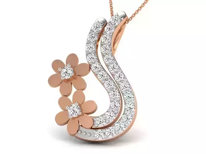 Flower Light wt Diamond Charms Pendant 3dm render Detail