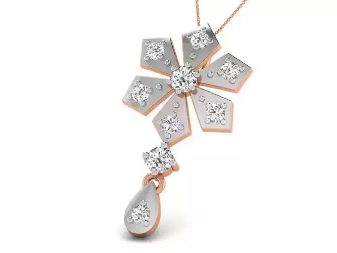 Flower Light wt Diamond Charms Pendant 3dm render Detail