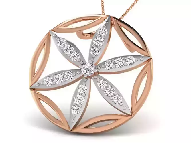 Flower Light wt Diamond Charms Pendant 3dm render Detail