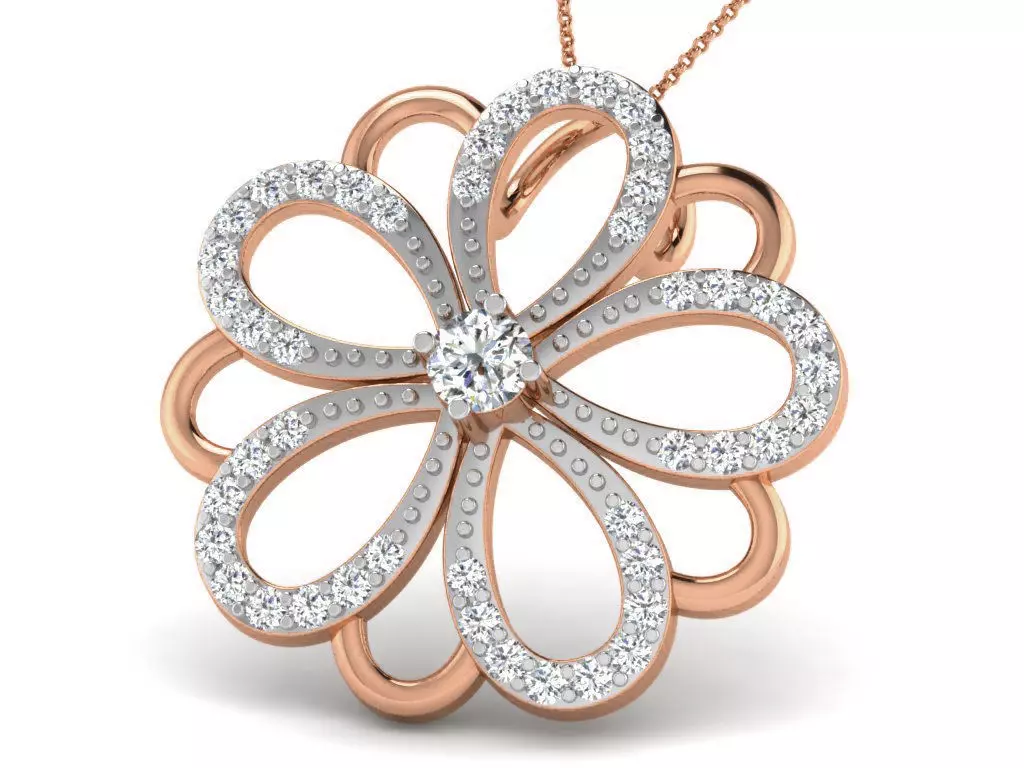 Flower Light wt Diamond Charms Pendant 3dm render Detail 3D print model_0