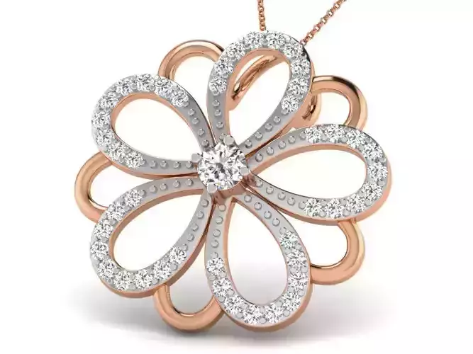 Flower Light wt Diamond Charms Pendant 3dm render Detail