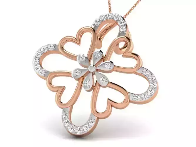 Flower Light wt Diamond Charms Pendant 3dm render Detail