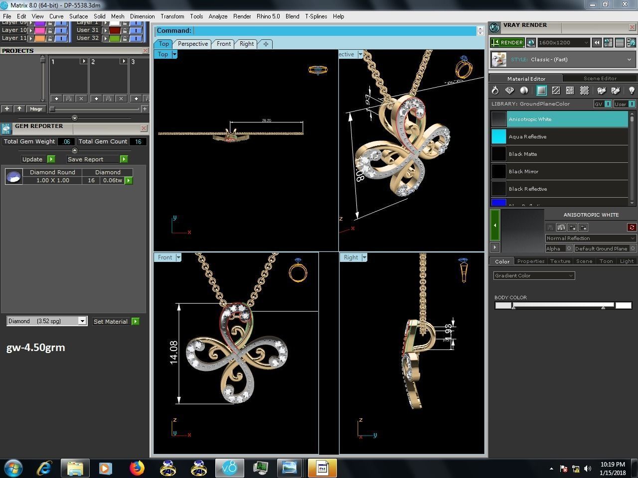 Light wt Diamond Charms Pendant 3dm render Detail 3D print model_4
