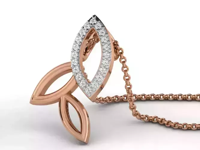 Leaf Light wt Diamond Charms Pendant 3dm render Detail 3D print model