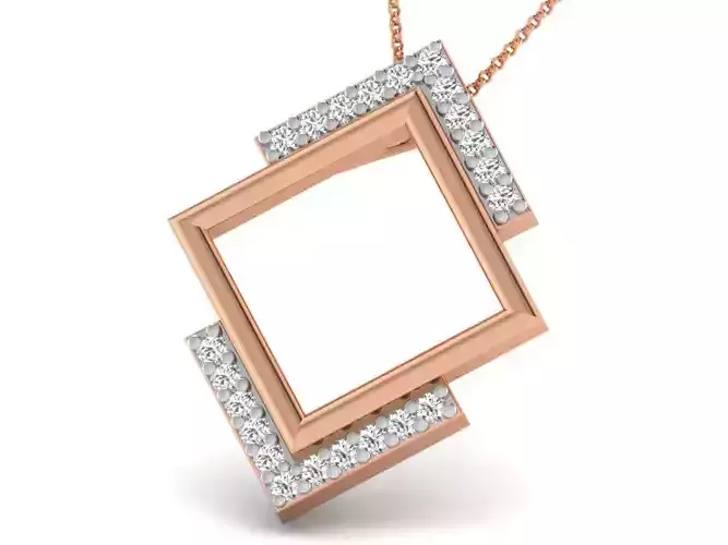 Square Light wt Diamond Charms Pendant 3dm render Detail