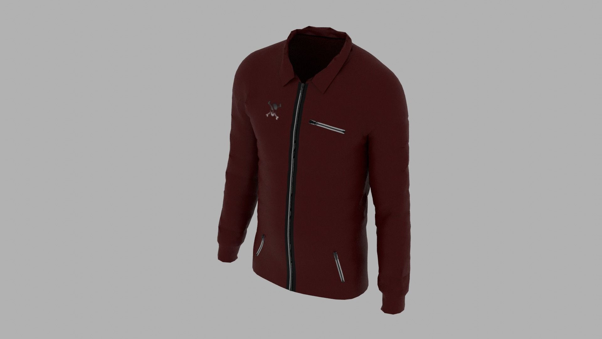 Jacket maroon with zippers Low-poly 3D model_4