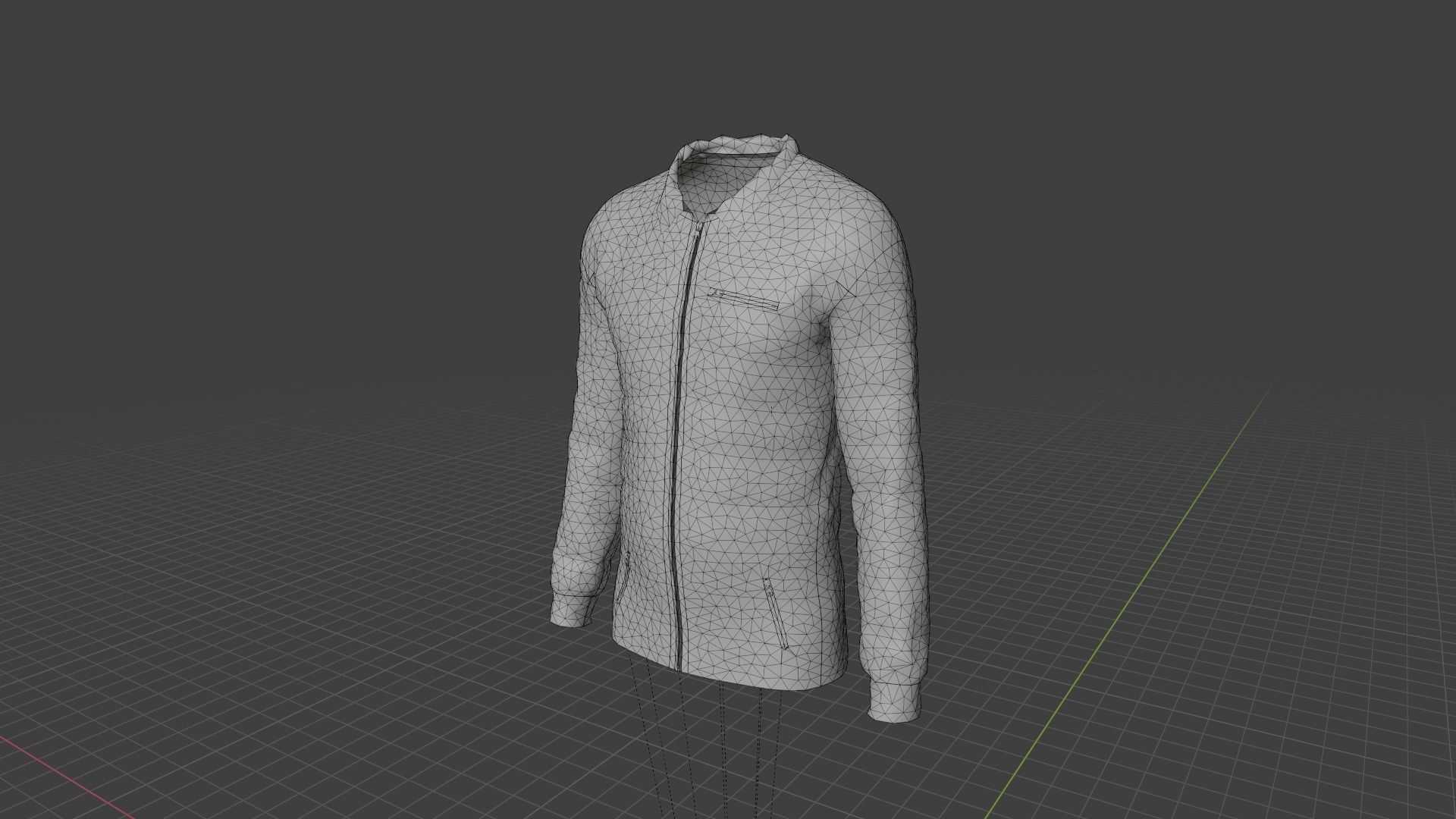 Jacket maroon with zippers Low-poly 3D model_8