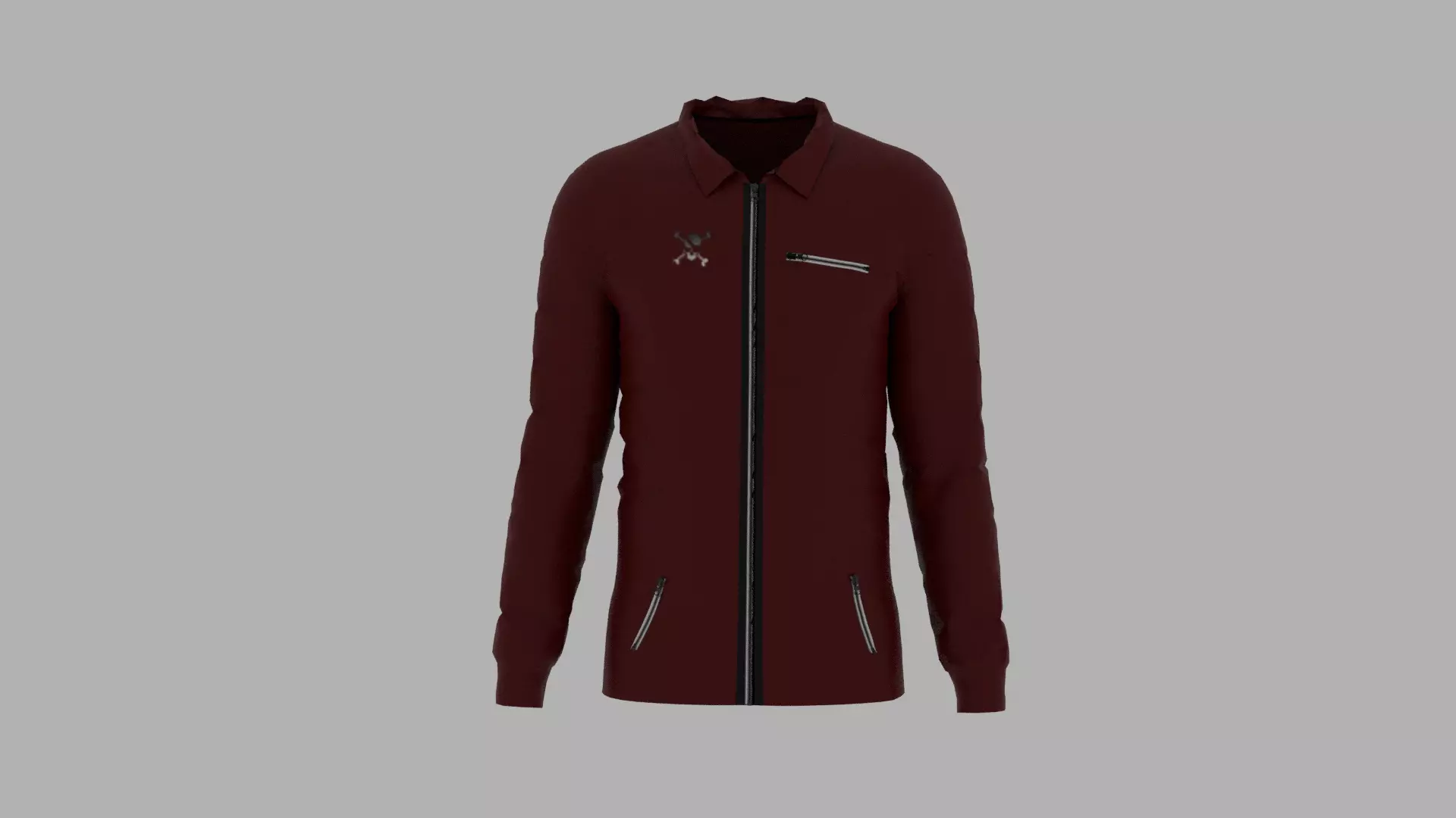 Jacket maroon with zippers Low-poly 3D model_0