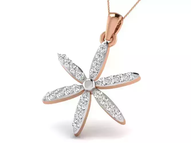 Flower Light wt Diamond Charms Pendant 3dm render Detail