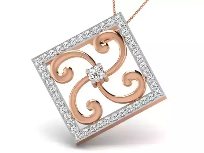 Square Light wt Diamond Charms Pendant 3dm render Detail 3D print model
