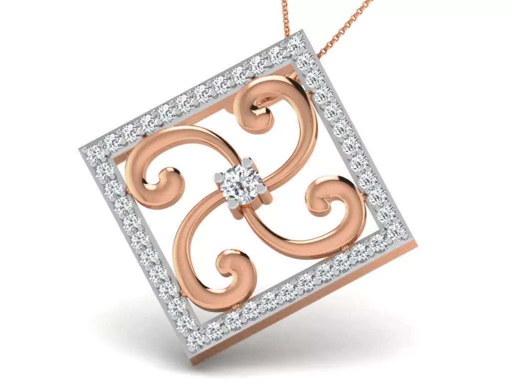 Square Light wt Diamond Charms Pendant 3dm render Detail 3D print model_0