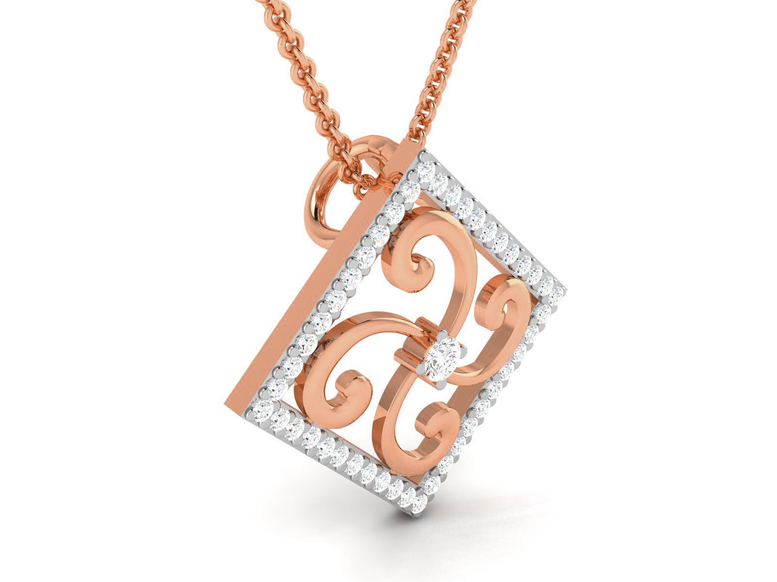 Square Light wt Diamond Charms Pendant 3dm render Detail 3D print model_1