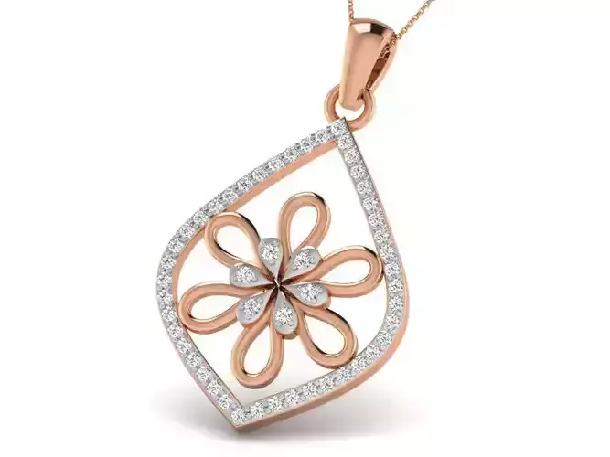 Flower Light wt Diamond Charms Pendant 3dm render Detail 3D print model
