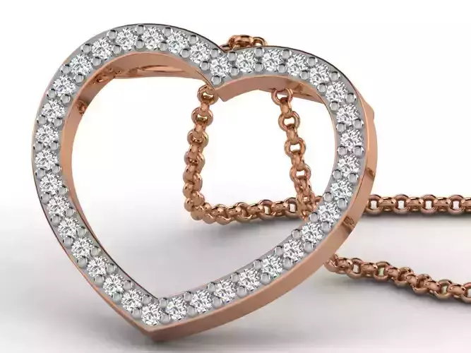 Heart Light wt Diamond Charms Pendant 3dm render Detail 3D print model