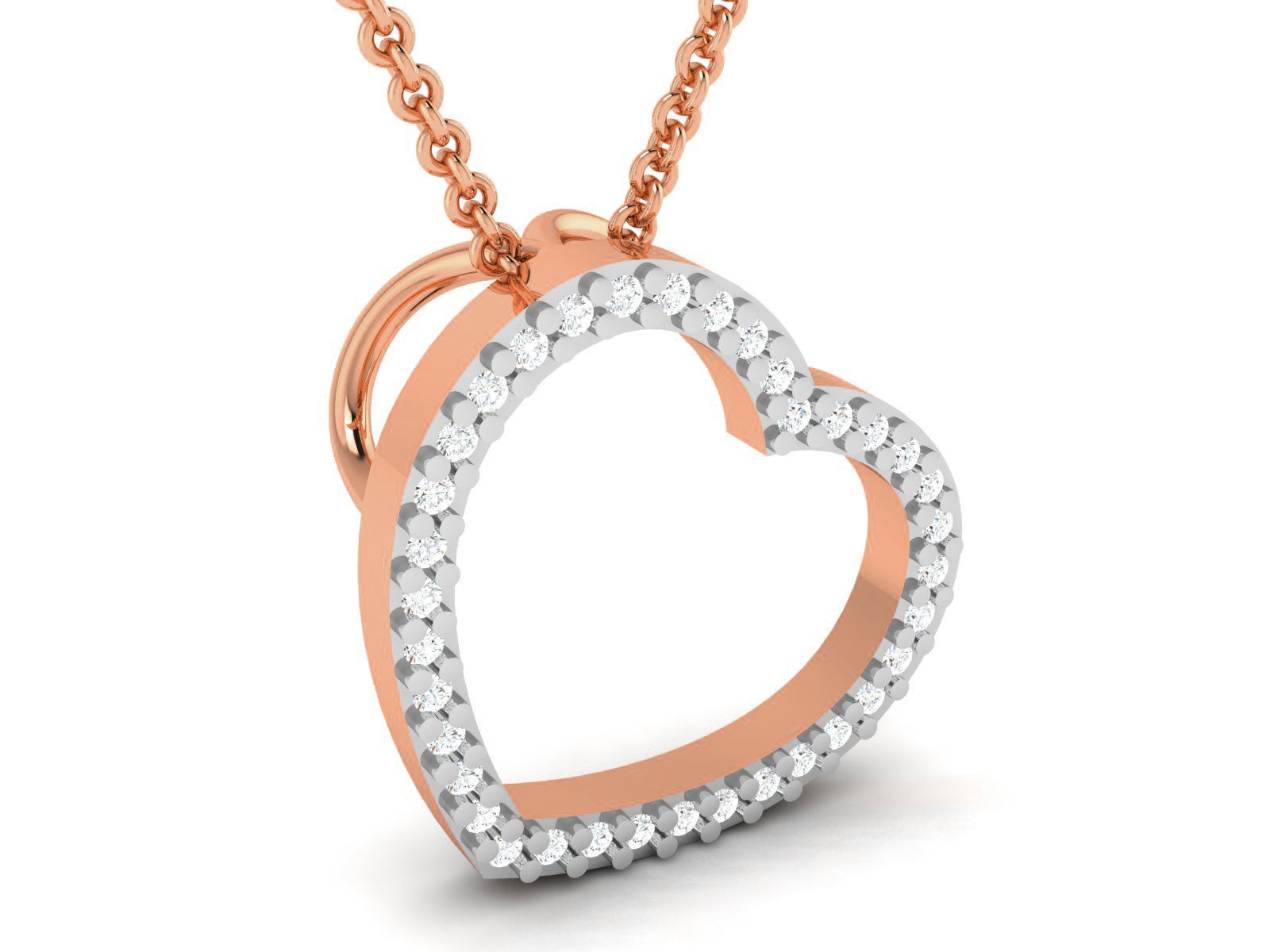 Heart Light wt Diamond Charms Pendant 3dm render Detail 3D print model_1