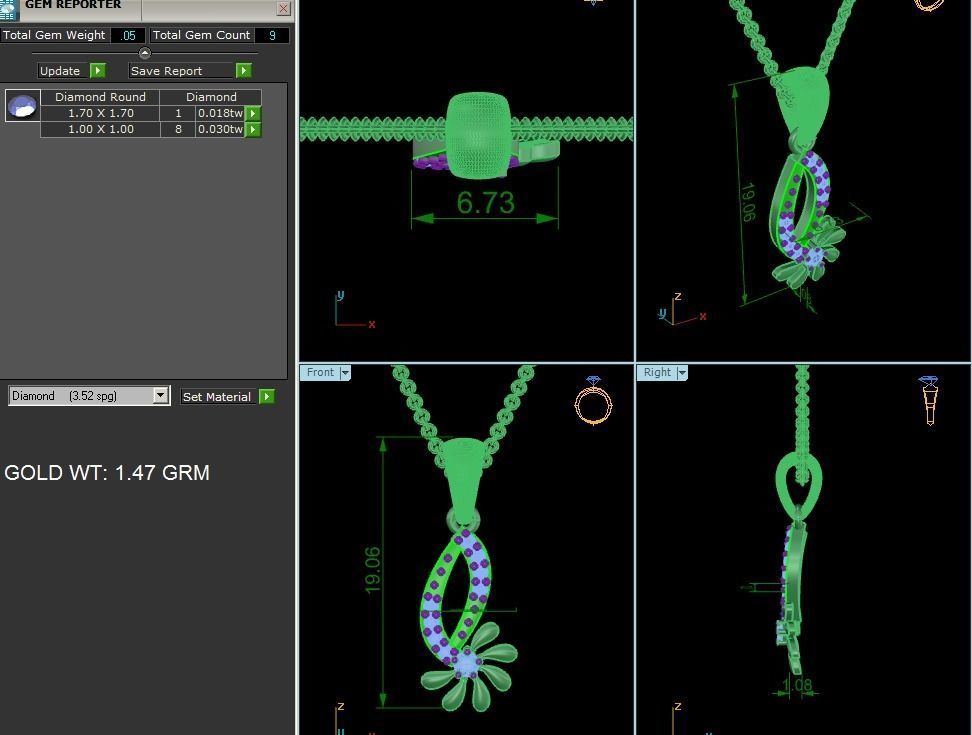 Light wt Diamond Charms Pendant 3dm render Detail 3D print model_4