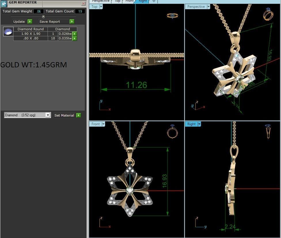 Flower Light wt Diamond Charms Pendant 3dm render Detail 3D print model_3