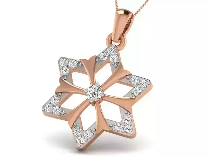 Flower Light wt Diamond Charms Pendant 3dm render Detail