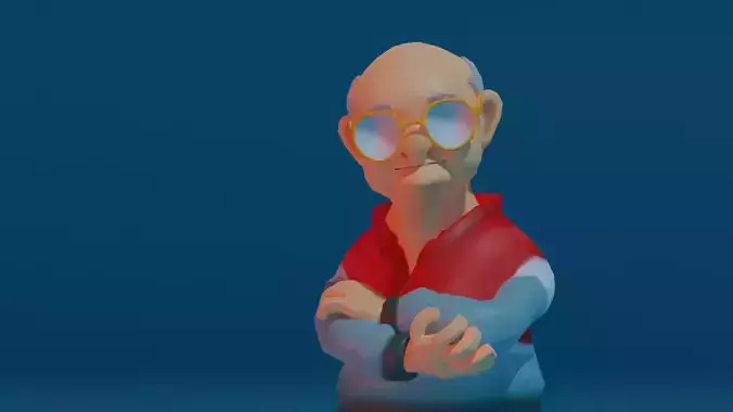 Character old man in glasses and sweater