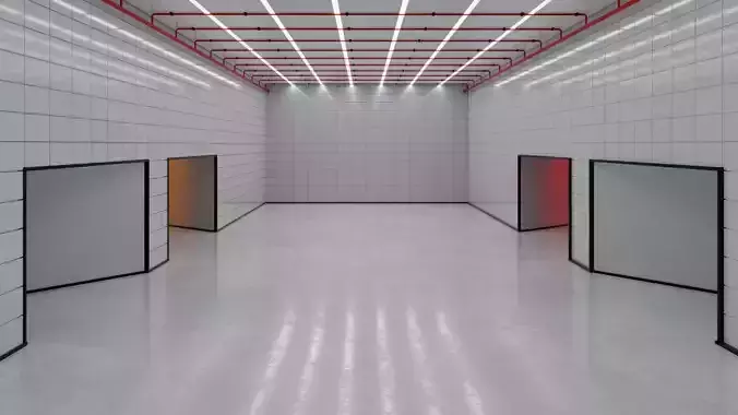 VR - AR Big Empty Hall - Room - Hangar