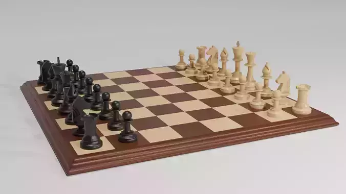 Classic chess pieces set 3D model