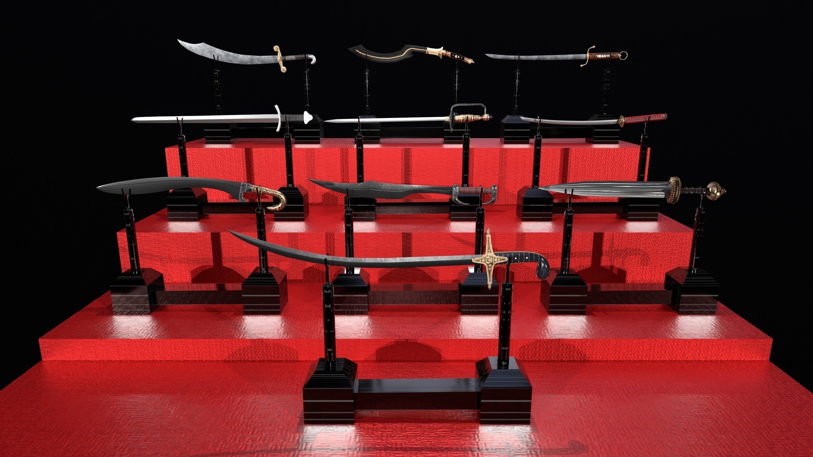 Historical swords of different regions Low-poly 3D model_7