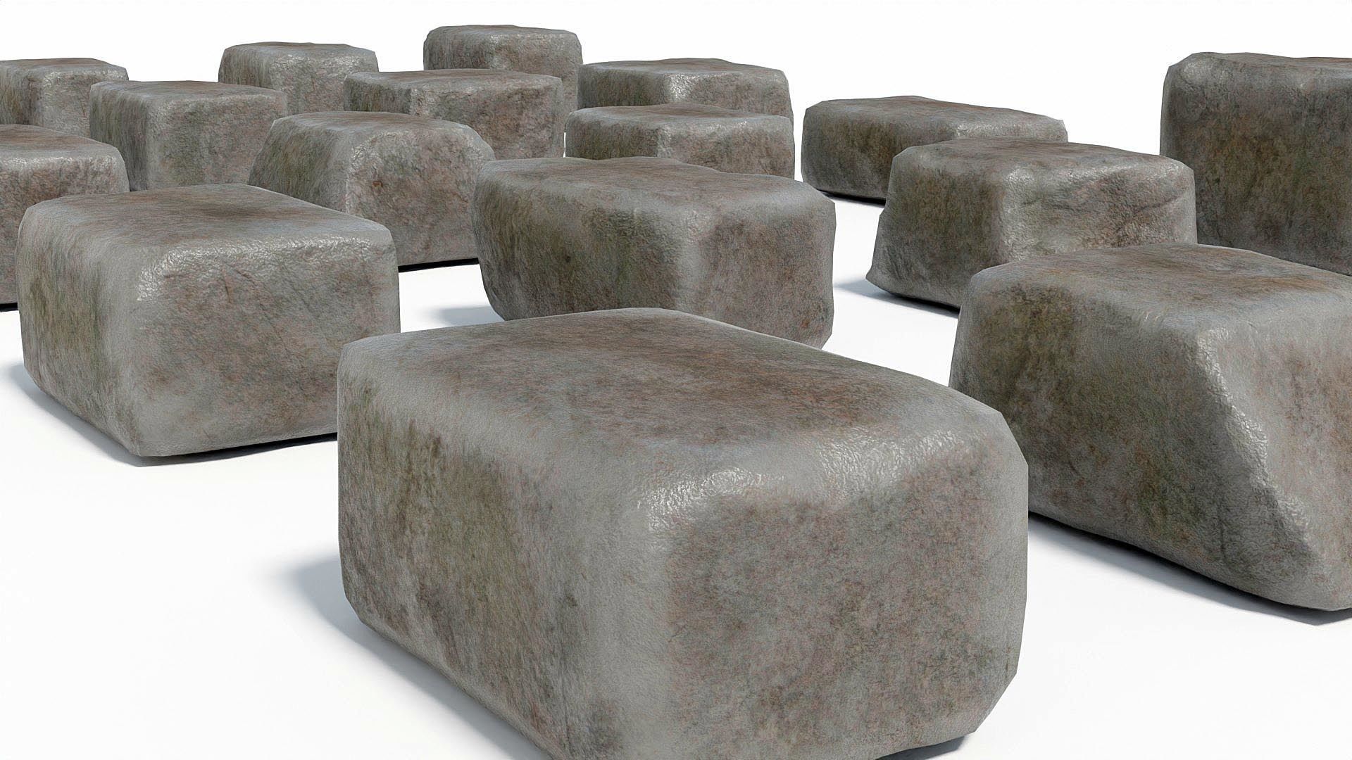 Stone Blocks Collection - low-poly game-ready stone block assets Low-poly 3D model_1