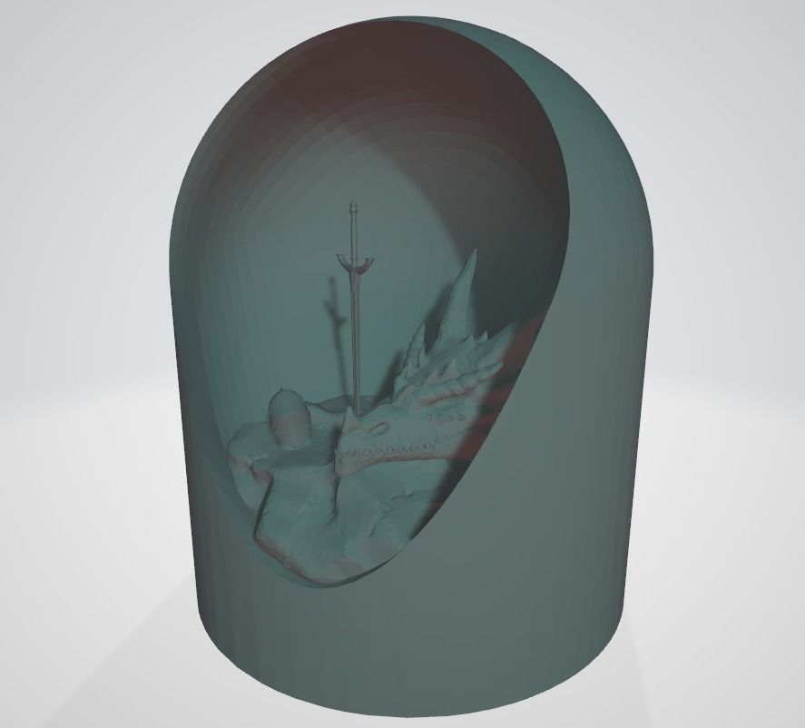 Dragon and Knight Fantasy - LED Light Up Diorama 3D print model_1