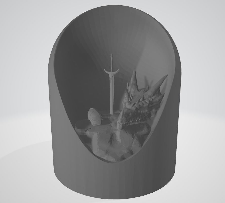 Dragon and Knight Fantasy - LED Light Up Diorama 3D print model_2