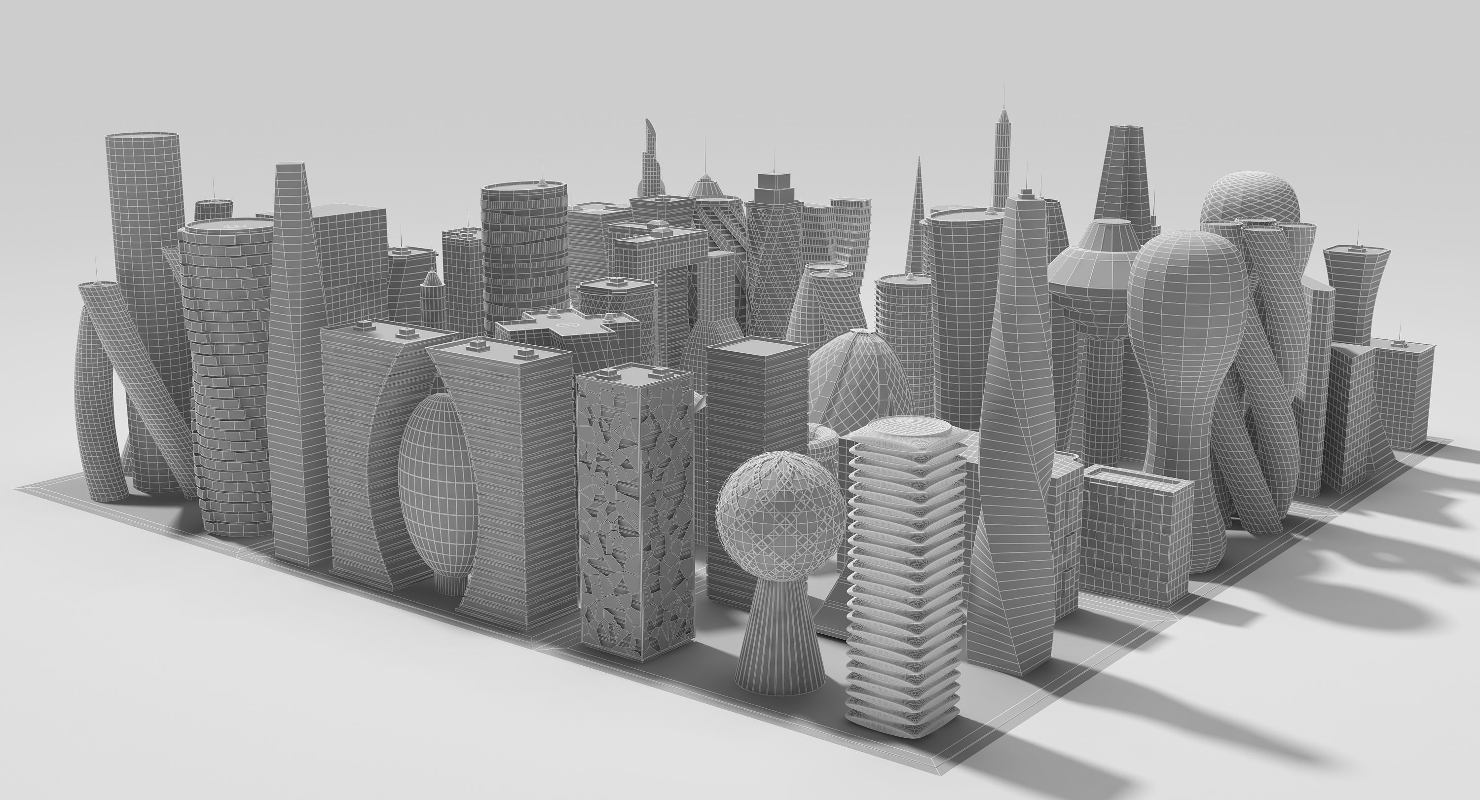 Future Building Set 67 Piece 3D model_9