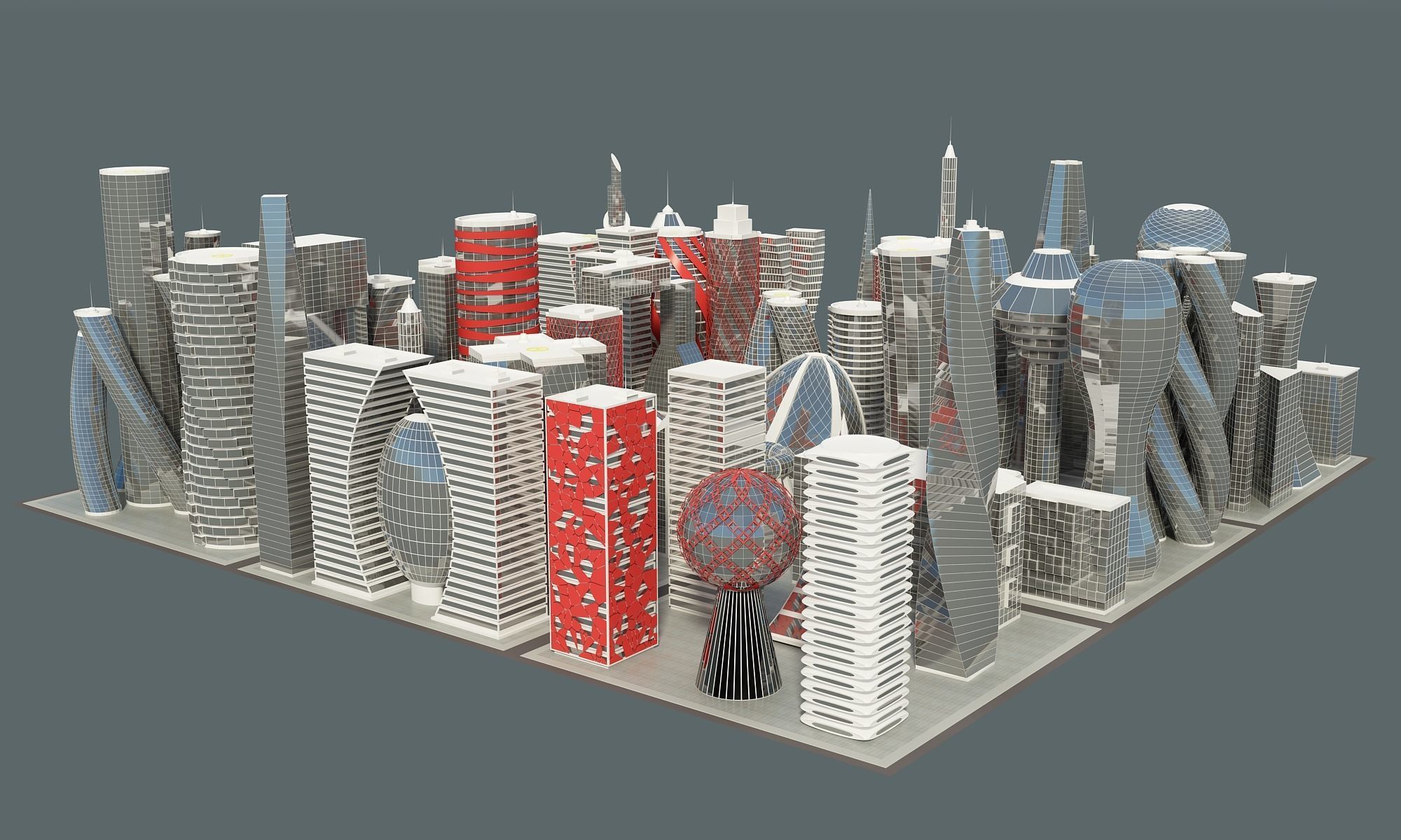 Future Building Set 67 Piece 3D model_4