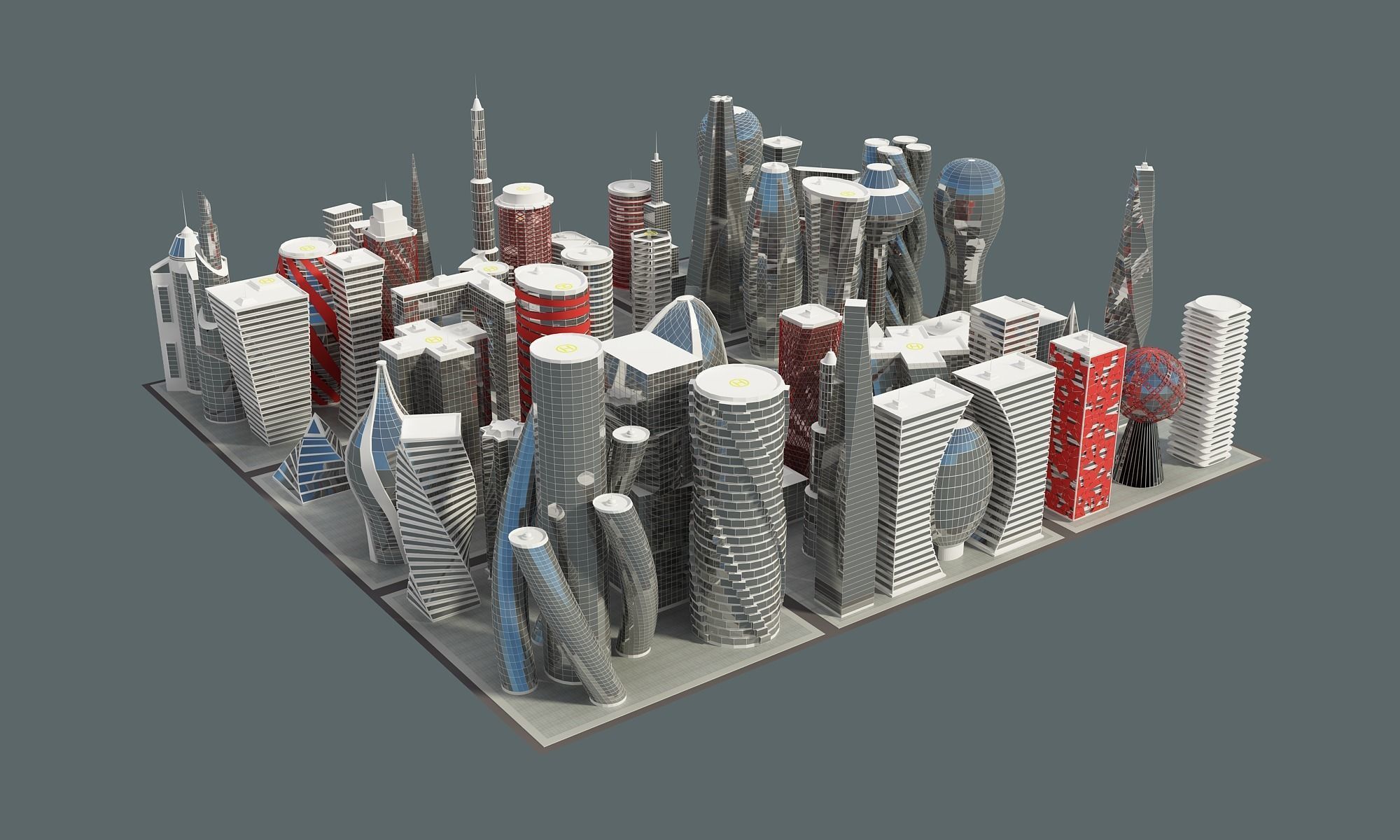 Future Building Set 67 Piece 3D model_3