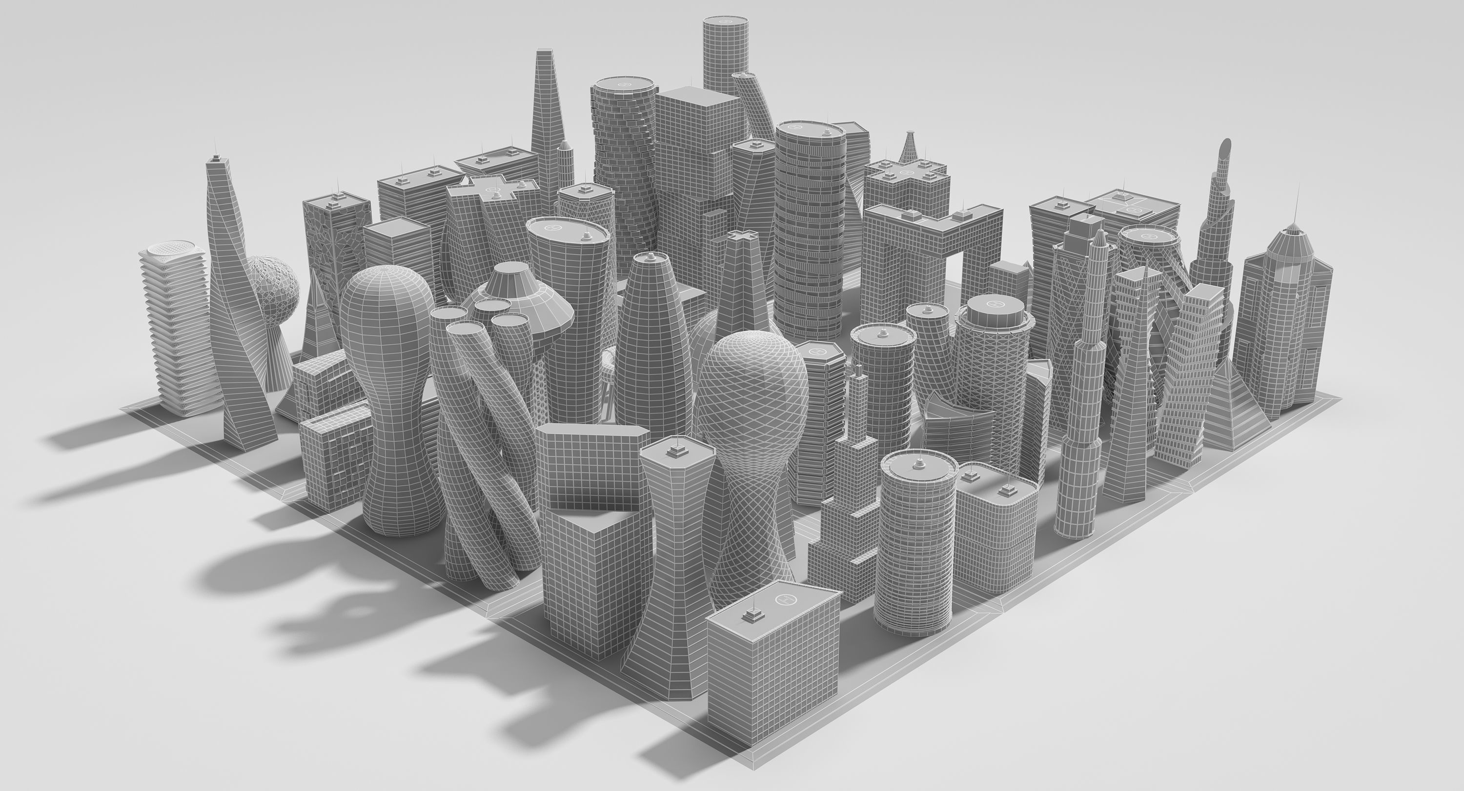 Future Building Set 67 Piece 3D model_13